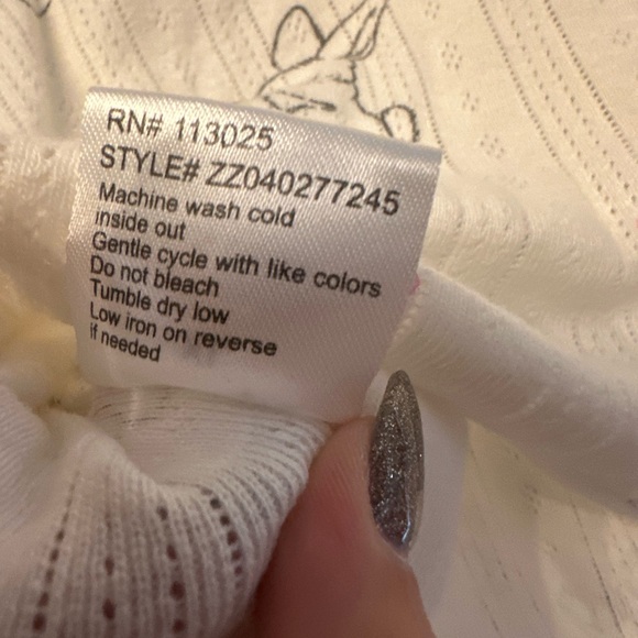 Messy Bun Bunny Print Crop Top - White and Pink Size XL - Picture 5 of 7